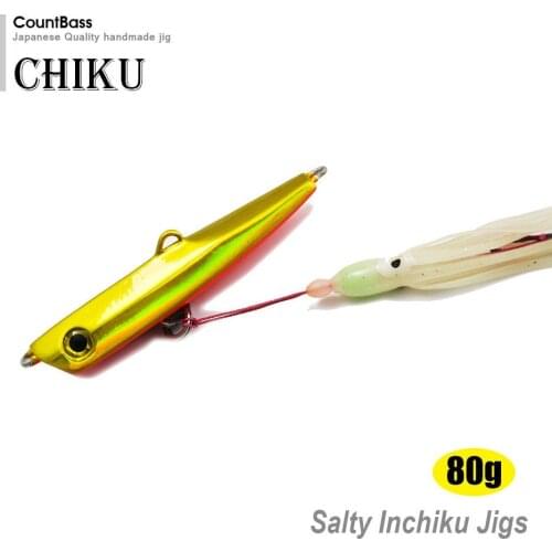 COUNTBASS 80g 2.8oz Japanese Style Inchiku Jigs with Octopus Assist Hook, Squid Jigging, Bottom Ship Snapper Fishing Lure
