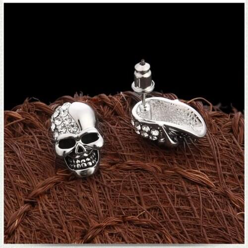 Y166 Retro And Skull Head Ear Piercing Stud Earrings Unique Dangler Ghost Studs