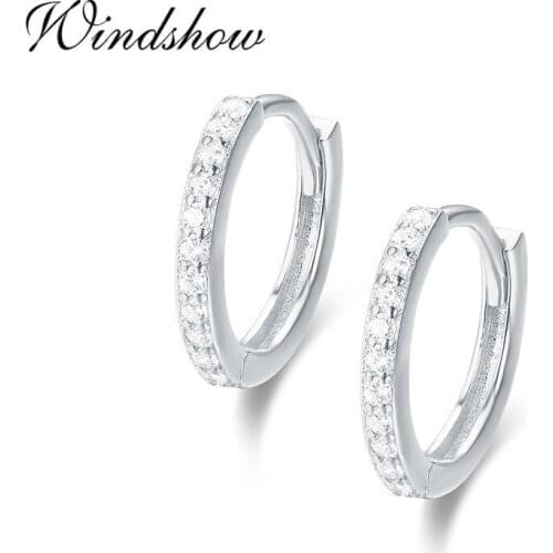 Cute Slim 925 Sterling Silver CZ Circle Small Loop Huggie Hoop Earrings For Women Jewelry Kids Baby Toddler Children Girls Arose