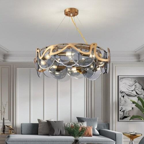 Abay Luxury Chandeliers LED E27 AC85-265V L60/L80cm Glass Hanging Lights For Living Room Bedroom Kitchen Villa Lustre Luminaire