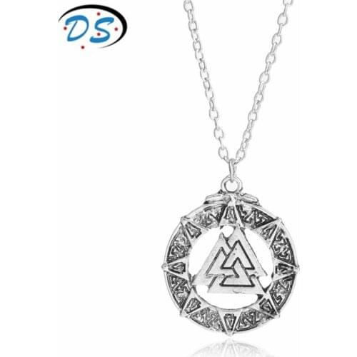 The Vikings Knot Triangle Necklace Charms Pendants Necklace Vintage Accessories Long Chain Link Necklace Collier