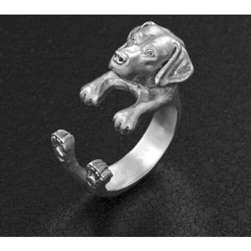 Unique Retro Labrador Retriever Adjustable Ring High Quality Design Mens Dog Promise Rings