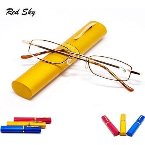 Fashion Unisex Foldable Alloy Reading Glasses Comfy Ultra Light Mini Portable Hyperopia Prescription Eyeglasses +1.00+1.50+2.00