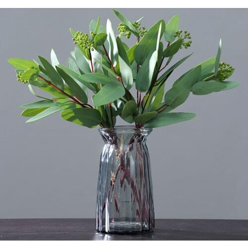 Artificial leaves branches, retro eucalyptus, green leaves, wedding plants, artificial fabrics, leaves, rooms, decoration