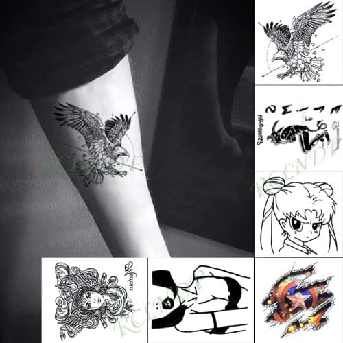 Waterproof Temporary Tattoo Sticker Eagle Bird heart Hawk Skull Fake Tatto Hand Arm Foot Flash Tatoo for Kid Girl Men Women