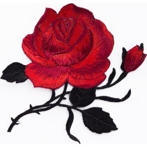 Rose embroidered Patches for Clothing iron on Embroidery Stickers Clothing Applique flowers Decoration Badge parche