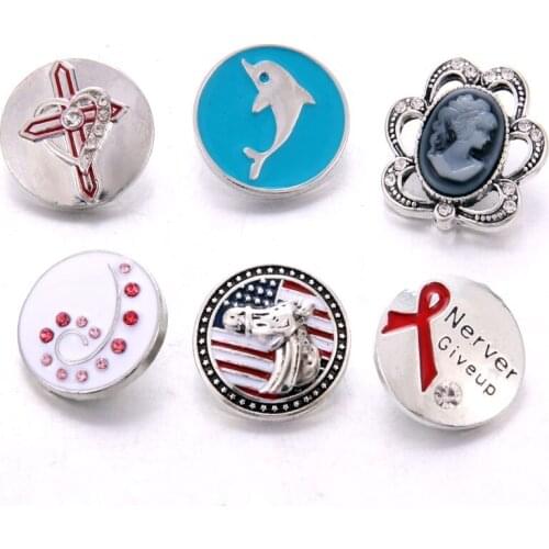Wholesale New Snap Jewelry 18mm Rhinestone Mix Snap Buttons Vintage Snaps Jewelry Fit 18mm/20mm Snap Bracelet for Women