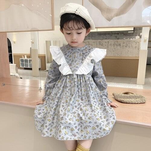 2 3 4 5 6 Years Toddler Girls Dress Autumn Long Sleeve Floral Ruffle Cute Dress for Baby Girl Childrens Clothing Dress 2020