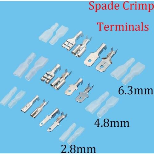 10Set Insulated Spade Wire Connectors Transparent Sleeves 2.8mm 4.8mm 6.3mm Male Female Crimp Terminal Electrical Cable Adapter