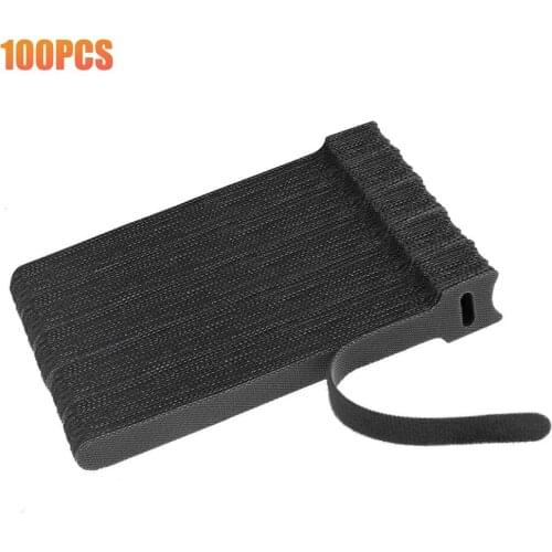 100Pcs Releasable Cable Ties Reusable Nylon Loop Wrap Strap Speaker Guitar Microphone Mic Computer Cables Tie Wire Velcro Strap
