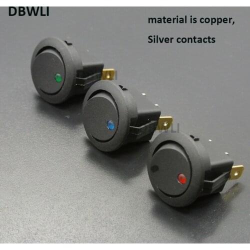 100 x ON/OFF Car Rocker Switch Blue Red Green Yellow LED illuminated Car Dashboard Dash 12V Blue Silver contacts