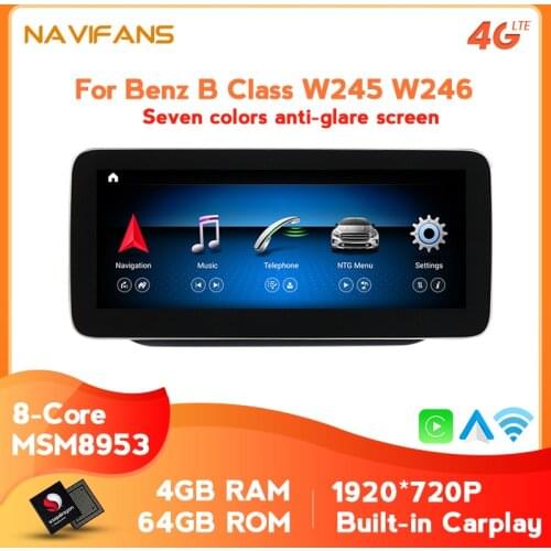 12.5''Blu-ray Android 10 8Core anti-glare screen For Mercedes Benz B Class W245 W246 2012-2019 Car GPS Multimedia 4G+64G
