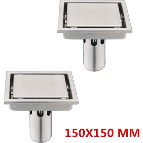 2 pcs Tile Insert Rectangular Floor Bathroom Shower Drain 150*150mm ,304 Stainless steel Floor Drain