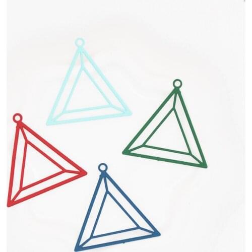 20pcs/lot New 19.5*20mm Triangle Shape Charms Red Green Jewelry Findings Connectors 0.3mm
