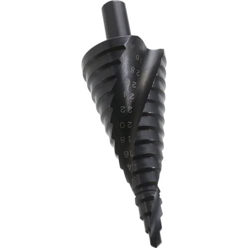 4-32mm HSS Titanium Spiral Grooves Step Drill Bits Black Conical Cone Step Drill Bits Power Tools for Metal Woodworking Drilling