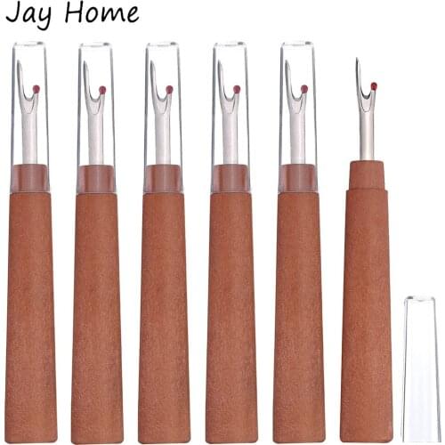 4Pcs Large Seam Ripper Wooden Style Plastic Thread Cutter Stitch Remover Tools for Hand Sewing Crafting Embroidery Accessories