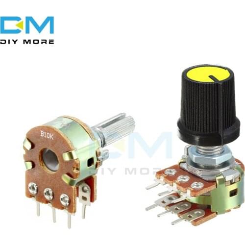 5PCS B1K B2K B5K B10K B20K B50K B100K B250K B500K 1M Potentiometer Resistor Linear Taper Rotary Caps Yellow Knob Ohm Electronic