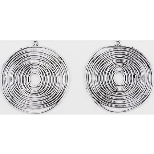 5PCS Tibetan Silver Color Large Eddy Swirl Spiral Vortex Round Charms large metal pendants jewelry making 45*45mm