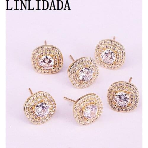 8Pair Gold Filled clear Crystal zirconia cz fashion jewelry Stud Earring For Women