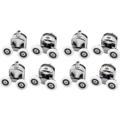 8Pcs/Set Shower Door Rollers Runner 23Mm Zinc Alloy Double-Wheels Replacement Sliding Shower Door Roller Bearing Wheel