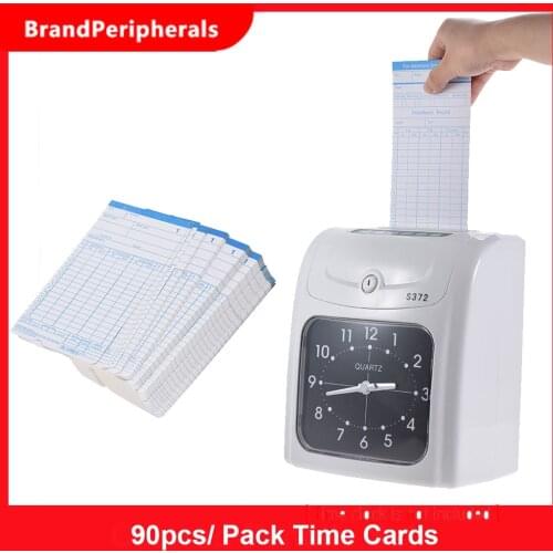 90pcs/ Pack Time Cards Timecards Monthly 2-sided 18 * 8.4cm for Employee Attendance Time Clock Recorder