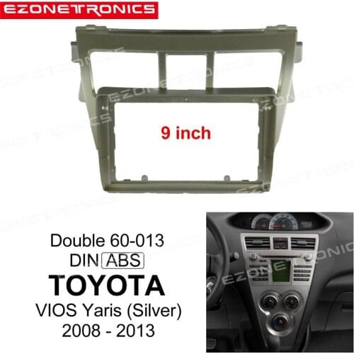 2Din Car DVD Frame Audio Fitting Adaptor Dash Trim Kits Facia Panel 9 For Toyota VIOS Yaris 2008-13 Double Din Radio Player