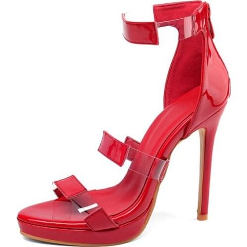 Big Size 11 12 13 14 15 16 17 18 19 high heels sandals women shoes woman summer ladies Round head zipper Fine with sandals