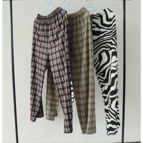 Harajuku Plaid Pants Women Casual Chic Loose Wide Leg Trousers Ins Retro 90s Harajuku High Waist All-match Female Streetwear