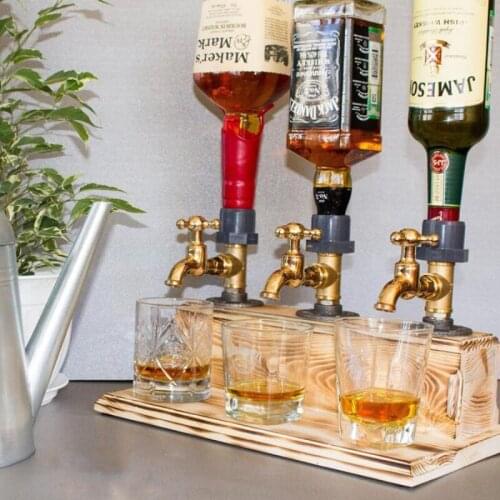 Wooden Faucet Liquor Dispenser Holder Alcohol Drink Shot Bottle Bar Beverage For Beer Wine Pourers Divider Dispenser Accessories