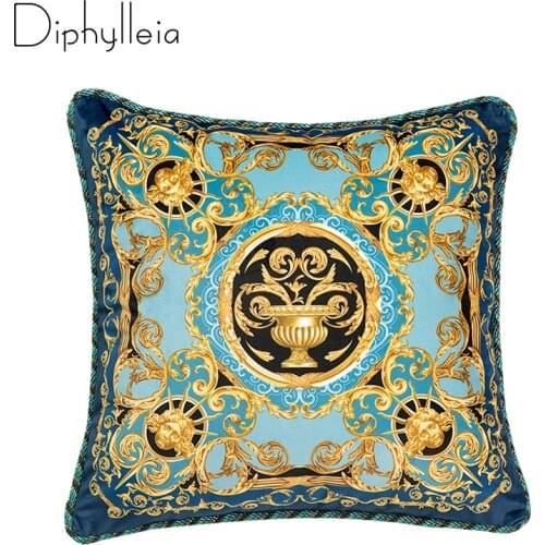 Diphylleia Home Decorative Medusa Pillowcase Italian Velvet Gold Floral Print Sofa Chair Living Room Cushion Cover Top Luxury