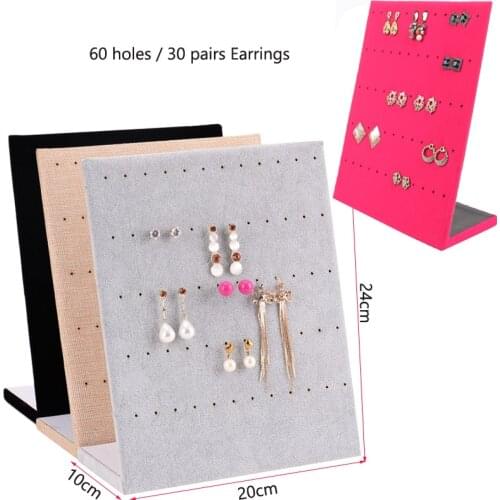 60 Holes Earrings Jewellery Display Stud 30 Pairs Earrings Necklace Pendant Storage Showcase Rack case Board Gift Whosale Price