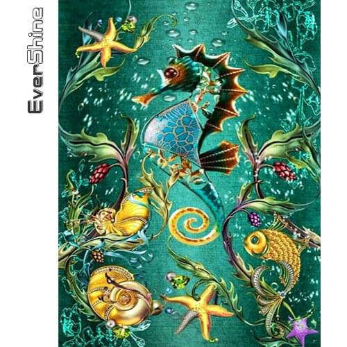 Evershine Diamond Embroidery Hippocampus Cross Stitch Ocean 5D Diamond Painting Animals New Arrival Mosaic Art Wall Decor