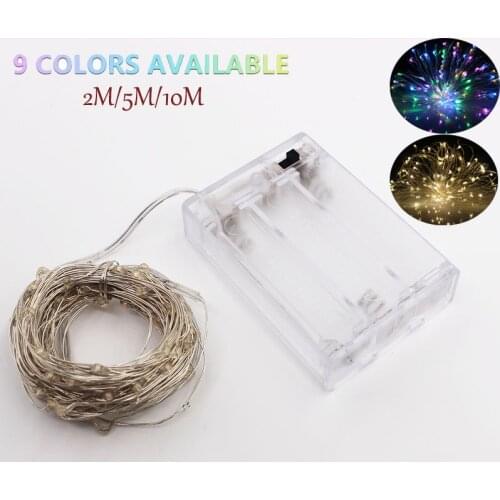 USB 3XAA Battery Powered Fairy Light String Waterproof 2M 5M 10M 20-100 Leds String Silver Line Firefly Holiday Light Strip