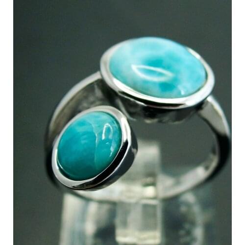 Natural Dominica Larimar Jewelry 925 Sterling Silver Larimar Engagement Wedding Womens Ring For Gift