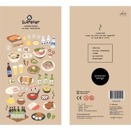 Korean Import Brand Sonia Food Trip Travel Stickers Scrapbooking Diy Journaling Diary Stationery Stickers Kawaii