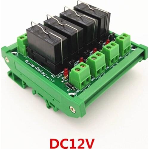 DIN Rail Mount 4 Channel SPDT 16A Power Relay Interface Module,G5RL-1-E 12VDC Relay