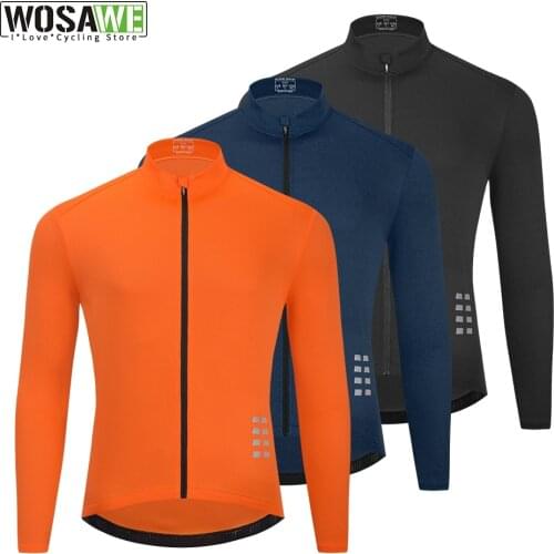 WOSAWE Men Cycling Jersey Long Sleeve Racing MTB Road Bike Jersey Quick Dry Breathable Mountain Bicycle Jersey Maillot Ciclismo