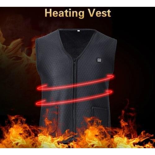 Outdoor Men Electric Heated Vest USB Heating Vest Winter Thermal Cloth Feather Camping Hiking Warm Fishing Hunting Jacket 2019