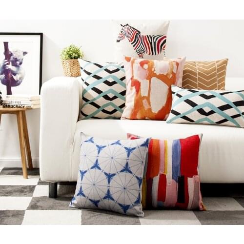 Nordic Watercolor Geometry Simple modern Zebra Pillow Cover Home Decorative Pillows Linen Pillow Case Office Sofa Cushion Cover