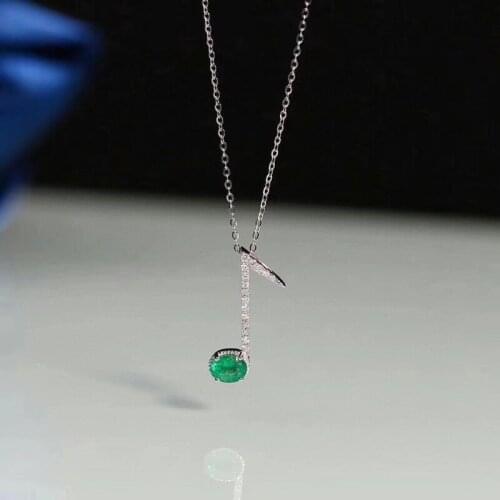 New Natural Emerald Pendant Necklace 925 Silver Two-color Plating Process Main Stone Size 4x6mm