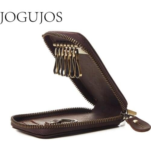 JOGUJOS New Unisex Real Cowhide Leather Key Holder Genuine Leather Key Case Goods Casual Fashion Key Case Holder For Men Women