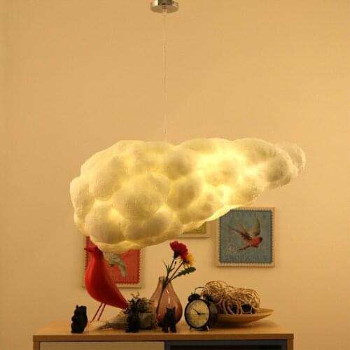 Cloud Chandelier Bedroom Childrens Room Restaurant Cafe Cotton Cloud Engineering Creative Light Decoration Floating White Iron