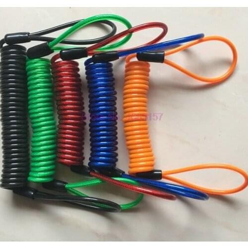 By DHL 200pcs 1.2m 1.5m Motorcycle Anti-theft Protection Security Reminder Motorbike Helmet Lock Rope Disc Lock Steel Wire Cable