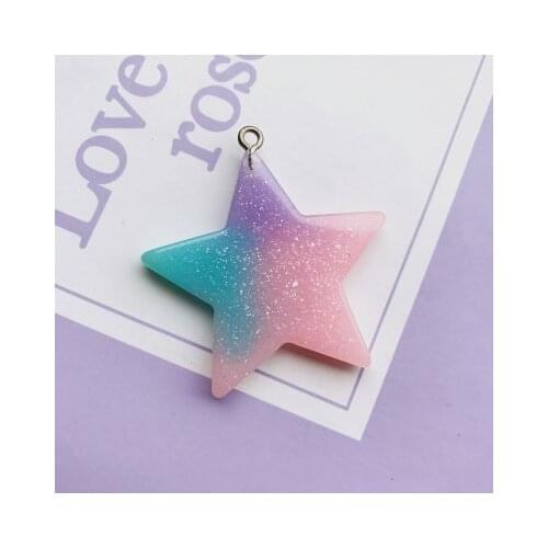 10pcs Stars and love DIY charms with hole resin charms necklace pendant keychain charms for DIY decoration