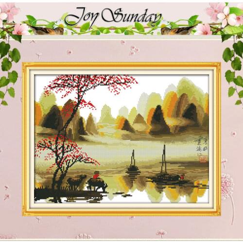 Poetic lijiang Li River Counted Cross Stitch 11CT 14CT Cross Stitch Set Wholesale Scenery Cross-stitch Kit Embroidery Needlework
