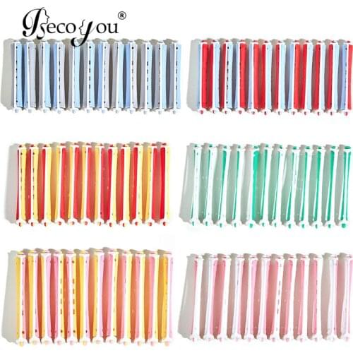 72PCS Assorted Sizes Plastic Hair Curler Roller Perm Rods with Rubber Bands for Girls Women Home Beauty Salon Hair Styling Tools