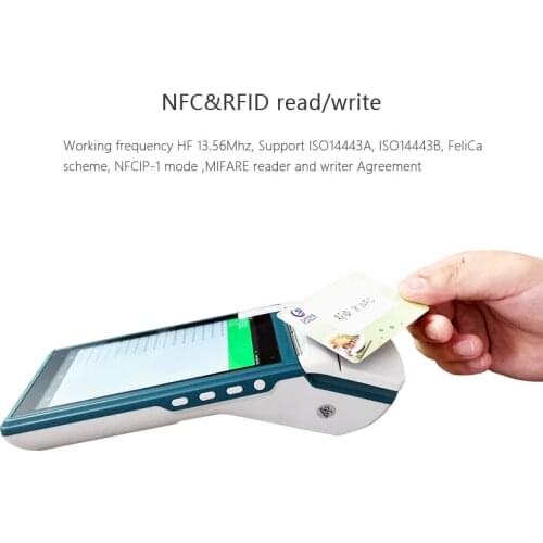 Android 7.0 Based Handheld Touch Point Of Sale System With Printer Barcode Scanner And RFID Card Reader , Provide SDK