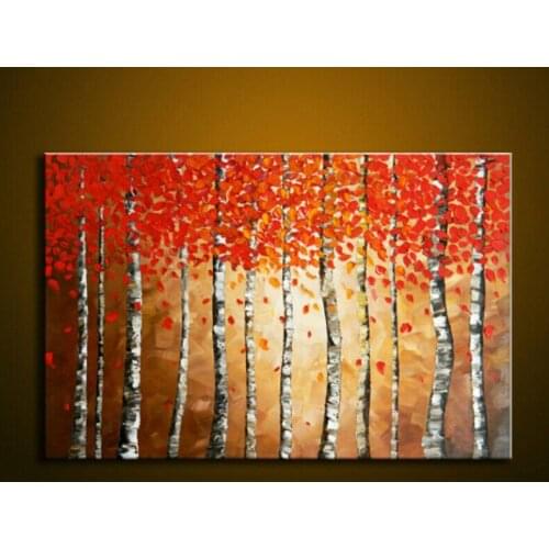 Modern Oil Painting handpainted Large Handpainted red Tree Wall Art Wall Pictures For Living Room Home Decor