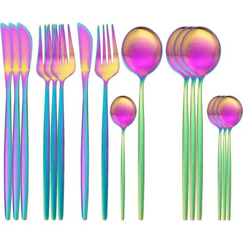 Stainless Steel Dinner Black Matte Dinnerware Set Knife Fork Spoon Cutlery Set Kitchen Tableware Silverware Set