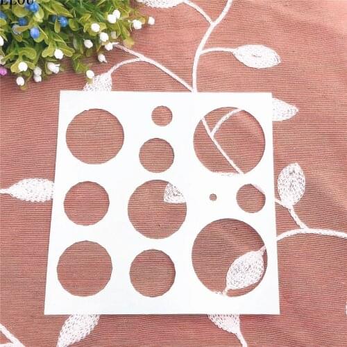 15*15 Round hole scrapbook stencils spray plastic mold shield DIY cake hollow Embellishment printing lace ruler Easter